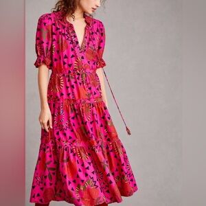 FARM Rio Snake Print Midi Dress pink M